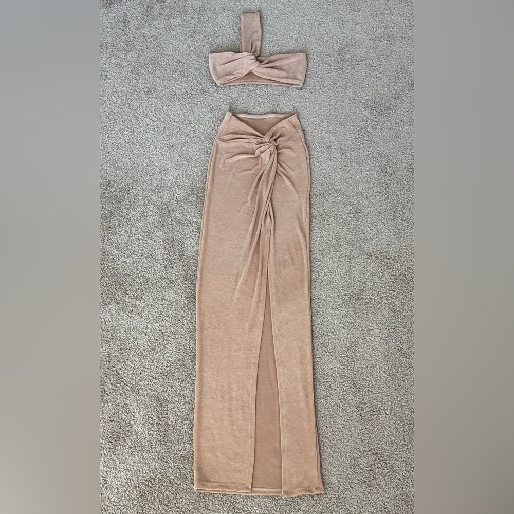 Edge Sexy Tan Maxi Skirt And Top Set